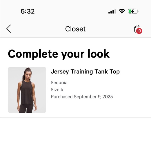 Lululemon Jersey Training Tank Top in Sequoia size 4 - Picture 2 of 4